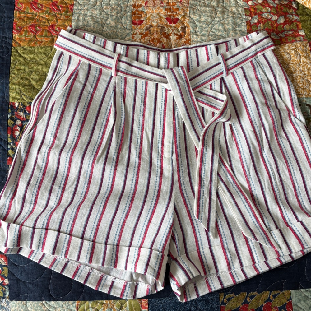 Mystree sz M Striped Linen Blend Shorts NWT